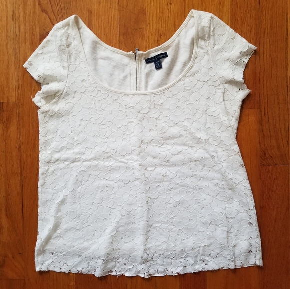 American Eagle Outfitters Tops - BOGO 🌿 AEO White Lace Scoop Neck Short Sleeve Top